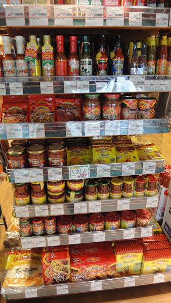 tex mex products by old el paso and others, including various hot sauces